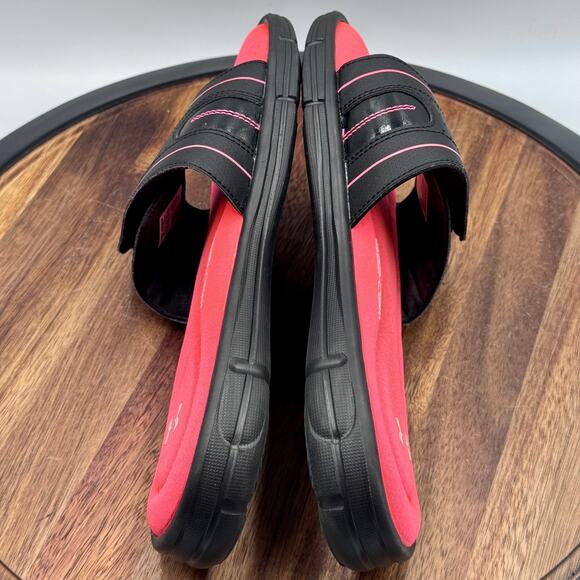UNDER ARMOUR Sandals Youth Girl Size 10 Black and Pink Hook and Loop Slides - Picture 7 of 11